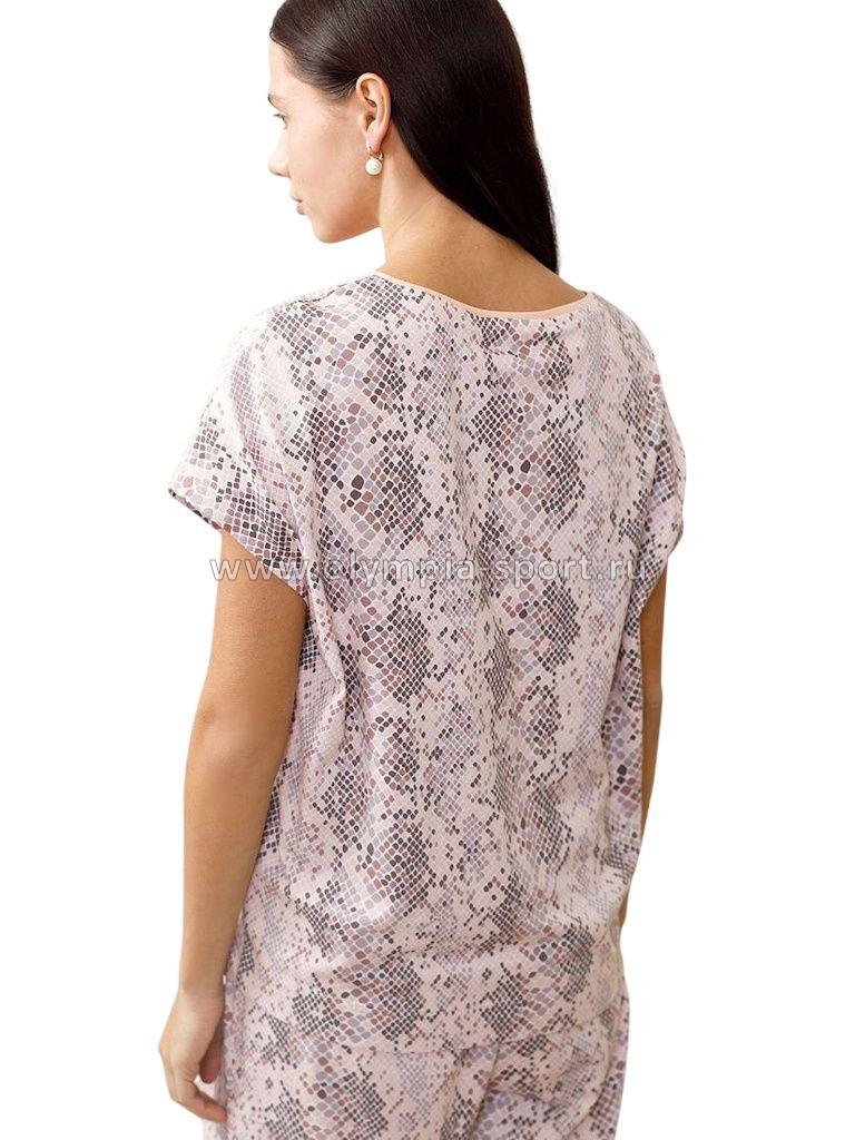 Футболка женская Vilatte D49.153 кофейно-пудровый питон