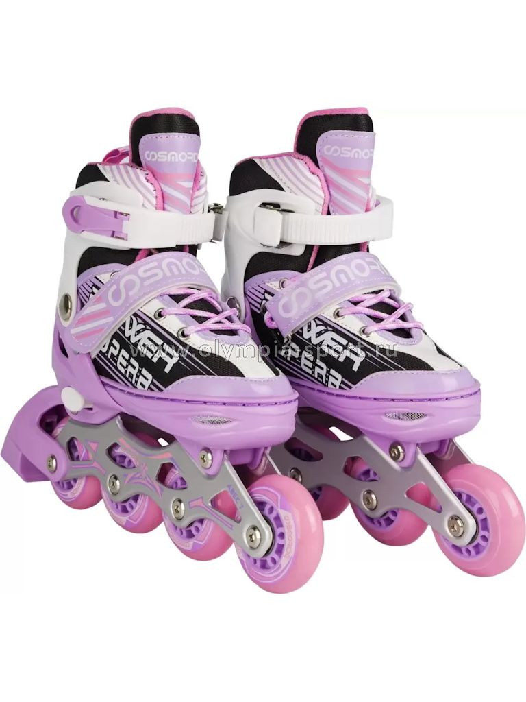 Коньки роликовые раздвижные Cosmoride Aqua бело-сиреневый (35-38)